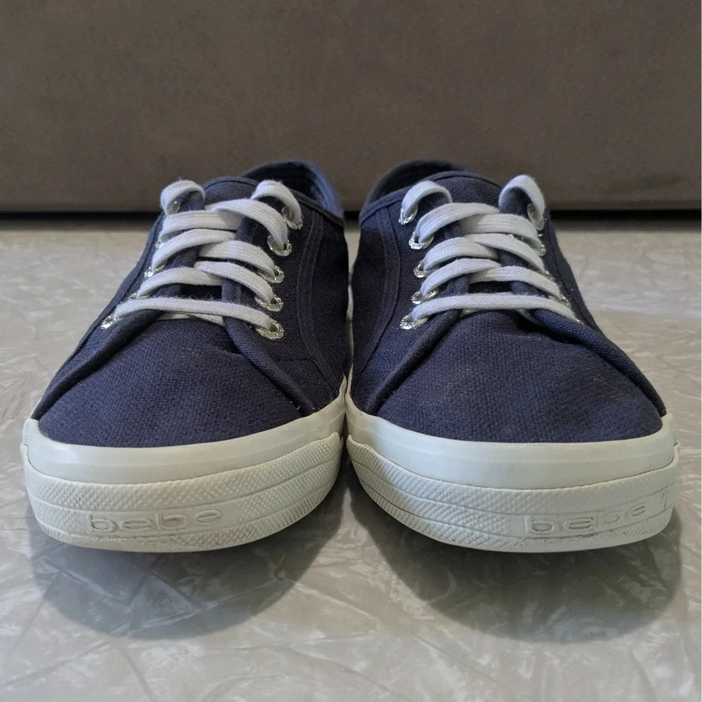 Bebe Dane Navy Blue Canvas Low Top Sneakers Womens 8.5‎ Streetwear 80s 90s Y2K